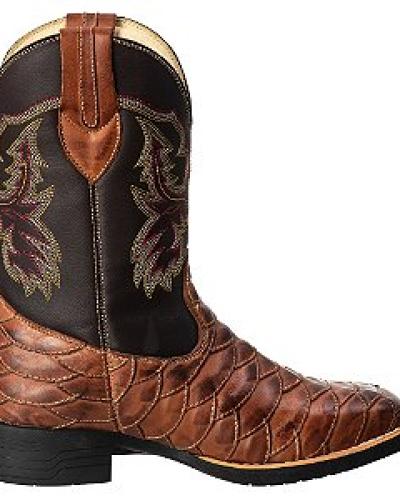 Bota Texana Escamada Masculina bico quadrado Peão Marrom Ref 844